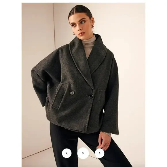 Commense Tweed Pockets Loose Coat Sz S - Picture 6 of 7